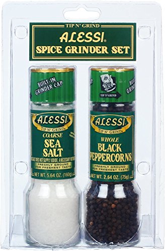 Alessi Spice Grinder Set, Tip n’ Grind, Fresh Coarse Sea Salt & Whole Black Peppercorns (Large) | The Storepaperoomates Retail Market - Fast Affordable Shopping