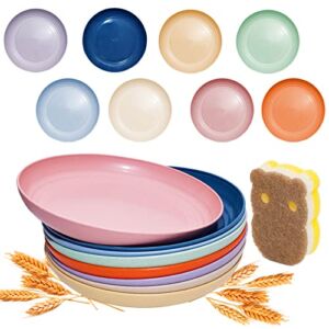 8 Pieces 10 Inch Wheat Straw Plates, Unbreakable Dinner Plates, Lightweight Straw Plates, Dishwasher & Microwave Safe , Perfect for Dinner Dishes , Healthy for Kids & Adult