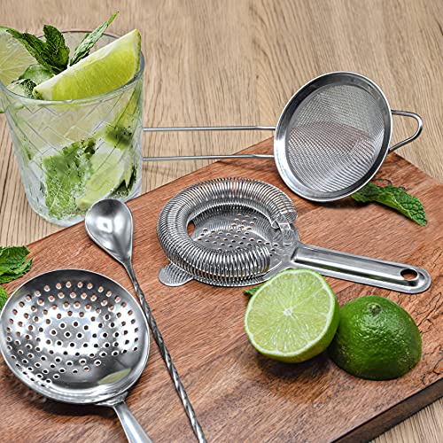 TheBarsentials Cocktail Strainer Set Stainless Steel Bar Tool with Stirring Spoon – Hawthorne Strainer, Julep Strainer, Fine-Mesh Strainer / Sifter | The Storepaperoomates Retail Market - Fast Affordable Shopping