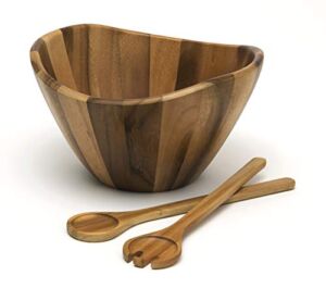 Lipper International Acacia Large Wave Bowl with Servers