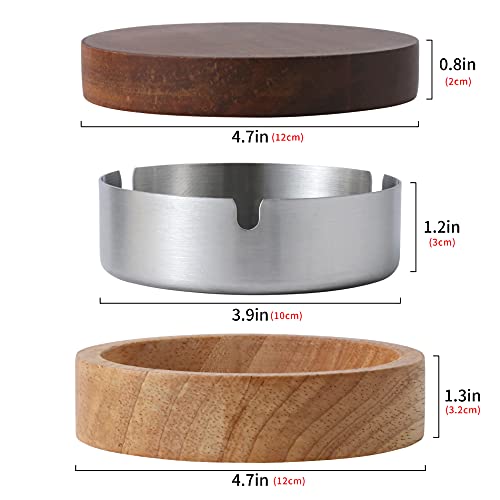 Wooden Ashtray with Lid for Smokers Stainless Steel Liner Ash Tray Windproof Durable Easy to Clean Cool Ashtrays for Indoor or Outdoor Use, Patio, Office & Home | The Storepaperoomates Retail Market - Fast Affordable Shopping