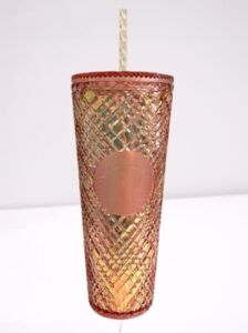 Starbucks 2021 Winter Holiday Jeweled Tumbler Cold Cup 24oz Rose Gold Christmas