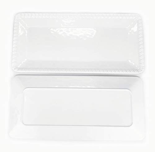 17-Inch Melamine Serving Tray/Platters Set of 2, White & Rectangular | 100% Melamine,Dishwasher Safe,BPA Free | The Storepaperoomates Retail Market - Fast Affordable Shopping