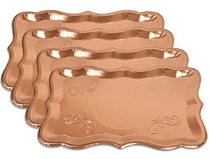 10 Rose Gold Rectangle Trays for Elegant Dessert Table Serving Parties 9″ x 13″ Heavy Duty Disposable Paper Cardboard for Platters, Cupcake Display, Birthday Party, Dessert, Weddings & More Food Safe