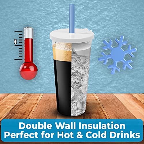 Planet Boba 24 oz Reusable Boba Cup w 5 Bonus Straws | Smoothie Cup with Straw | Leakproof Bubble Tea Cup | Lids and Straw | Boba Cup Reusable | Insulated Boba Tumbler | Boba Tea Cup, White | The Storepaperoomates Retail Market - Fast Affordable Shopping
