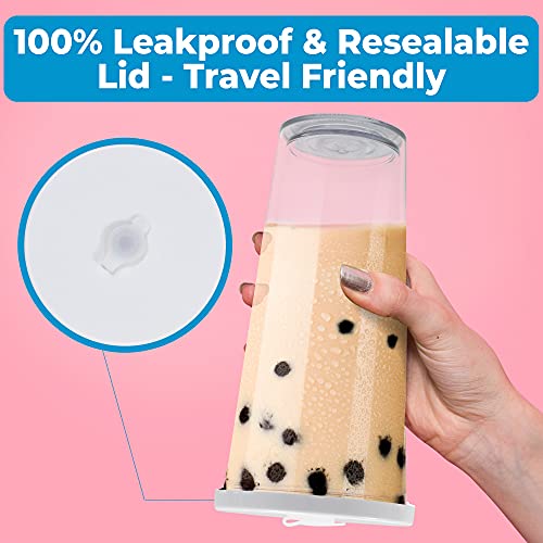 Planet Boba 24 oz Reusable Boba Cup w 5 Bonus Straws | Smoothie Cup with Straw | Leakproof Bubble Tea Cup | Lids and Straw | Boba Cup Reusable | Insulated Boba Tumbler | Boba Tea Cup, White | The Storepaperoomates Retail Market - Fast Affordable Shopping