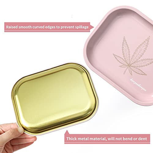 Cute Pink Tray Small Mini Rolling Trays – Premium Metal Rolling Tray with PVC Soft Magnetic Lid, Perfect Storage for Home or On-The-Go, 7” X 5.5” | The Storepaperoomates Retail Market - Fast Affordable Shopping
