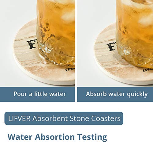 LIFVER Funny Coasters for Drinks Absorbent with Holder,6 Set Coasters with Cork Base, Ceramic Marble Style Drink Coaster with 3 Sayings for Wooden Table, Home Christmas Decorations | The Storepaperoomates Retail Market - Fast Affordable Shopping
