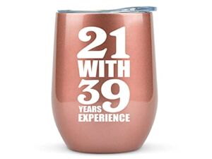 60th Birthday Gifts for Women – 12oz Wine Tumbler Mug – Turning 60, Funny, Unique Gift Idea for Her, Mom