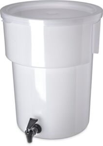 CFS Plastic Round Beverage Dispenser, 5 Gallons, White