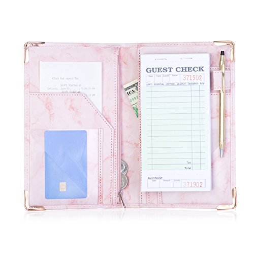 Sonic Server Marble Style Deluxe Server Book for Restaurant Waiter Waitress Waitstaff | Millennial Pink | 9 Pockets Includes Zipper Pouch with Pen Holder | Holds Guest Checks, Money, Order Pad | The Storepaperoomates Retail Market - Fast Affordable Shopping