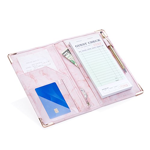 Sonic Server Marble Style Deluxe Server Book for Restaurant Waiter Waitress Waitstaff | Millennial Pink | 9 Pockets Includes Zipper Pouch with Pen Holder | Holds Guest Checks, Money, Order Pad | The Storepaperoomates Retail Market - Fast Affordable Shopping