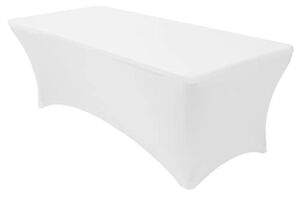 Banquet Tables Pro 8 Ft Rectangular Stretch Spandex Tablecover (White)