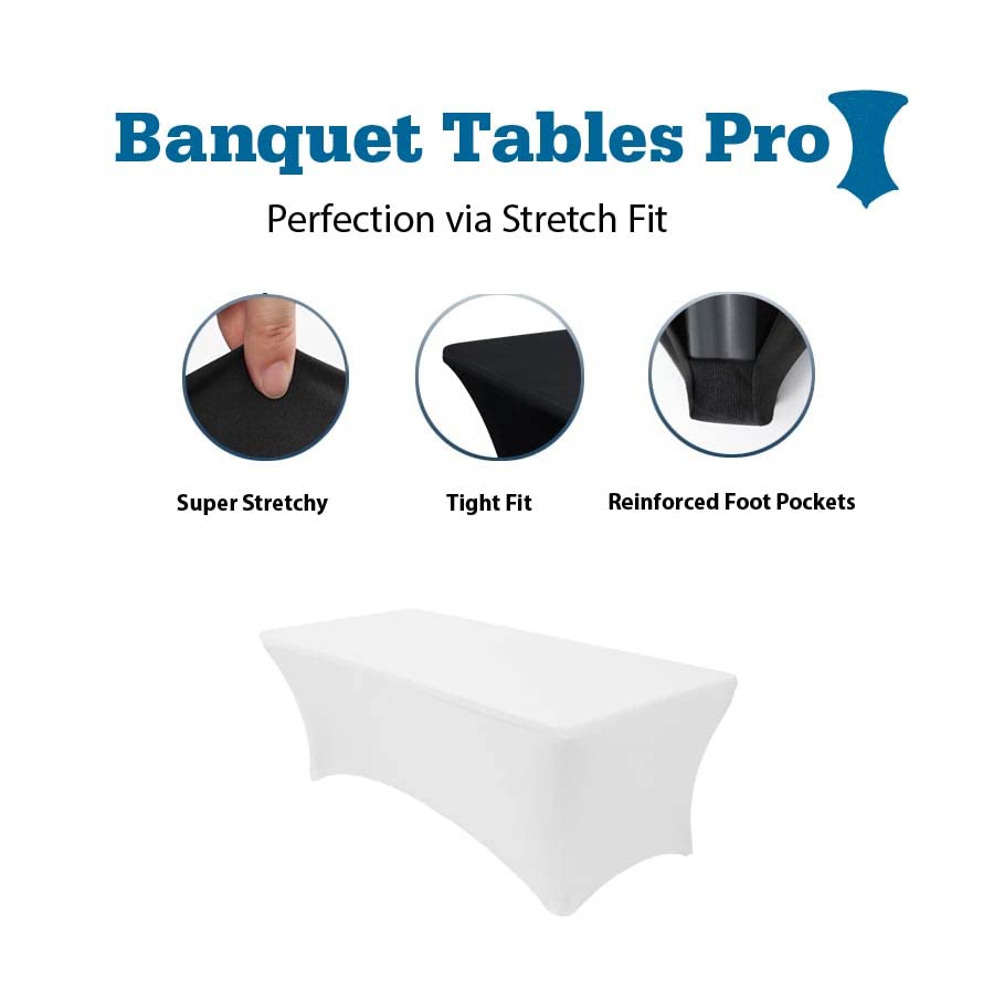Banquet Tables Pro 8 Ft Rectangular Stretch Spandex Tablecover (White) | The Storepaperoomates Retail Market - Fast Affordable Shopping