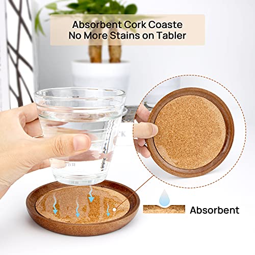 Wooden Drink Coasters,4 Cup Coasters for Drinks Absorbent Cork Coasters Set,Large Natural Wood Stackable Reusable Coasters for Home Office Coffee Bar Table,Rustic Gifts for New Home Friends (4 Pack) | The Storepaperoomates Retail Market - Fast Affordable Shopping