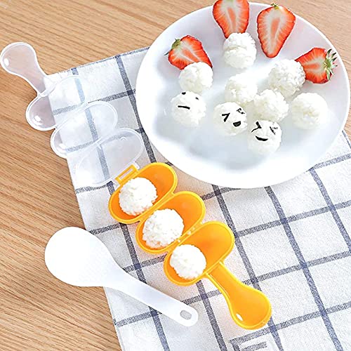 DZHT Rice Ball Molds, DIY Rice Baller Shakers Lunch Maker Mould, Onigiri Mold, Ball Shaped Kitchen Tools Food Decor for Kids, Rice Ball Mold Shaker Sushi Maker Mould with a Mini Rice Paddle (1 Set) | The Storepaperoomates Retail Market - Fast Affordable Shopping