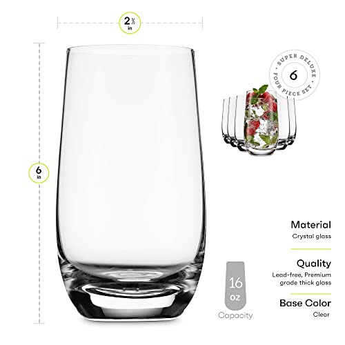 MITBAK 16 – OZ Drinking Glasses (Set of 6) | Highball Glasses Tumblers for Mixed Drinks, Water, Juice, beer, cocktail | Kitchen Glassware Set, Excellent Gift | Glass cups Made In Slovakia | The Storepaperoomates Retail Market - Fast Affordable Shopping