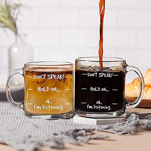 Don’t Speak! Funny Coffee Mug Gifts, Coffee Mugs for Women Men – 12 oz Glass Cool Coffee Mugs, Funny Coffee Cup Birthday Gift for Best Friend Boss | The Storepaperoomates Retail Market - Fast Affordable Shopping