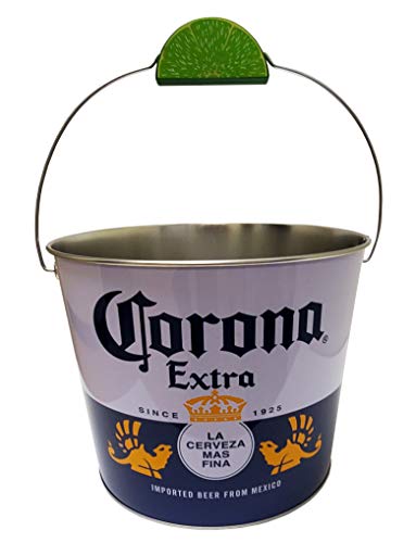 The Tin Box Company Corona Beverage Bucket with Wire Handle and Lime Grip, White and Blue | The Storepaperoomates Retail Market - Fast Affordable Shopping
