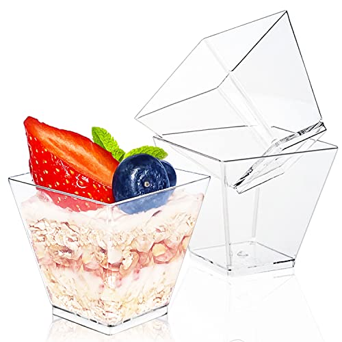 Jnnzzggu 50Pcs Square Mini Plastic Dessert Cups,3.5Oz Clear Plastic Parfait Appetizer Cup for Desserts,Appetizers,Ice Cream | The Storepaperoomates Retail Market - Fast Affordable Shopping
