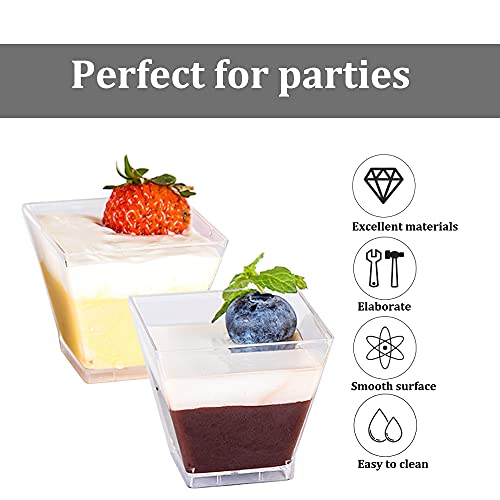 Jnnzzggu 50Pcs Square Mini Plastic Dessert Cups,3.5Oz Clear Plastic Parfait Appetizer Cup for Desserts,Appetizers,Ice Cream | The Storepaperoomates Retail Market - Fast Affordable Shopping