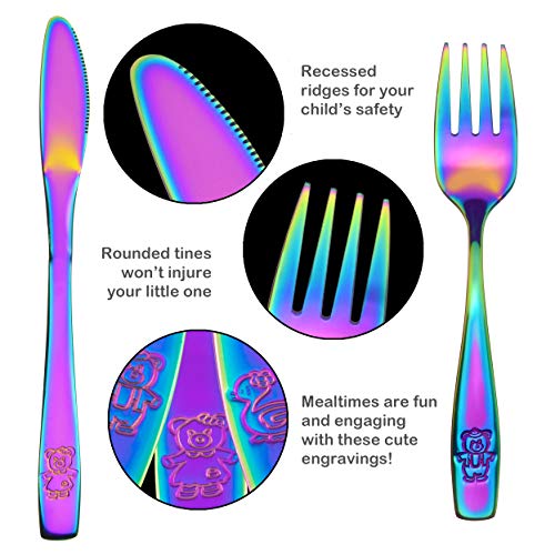 9 Piece Stainless Steel Rainbow Kids Cutlery, Child and Toddler Safe Flatware, Kids Silverware, Kids Utensil Set Includes 3 Knives, 3 Forks, 3 Spoons, Total of 3 Settings, Ideal for Home and Preschool | The Storepaperoomates Retail Market - Fast Affordable Shopping