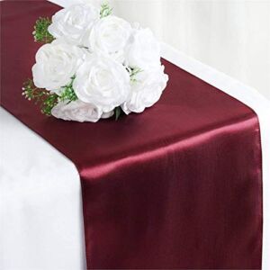 Tiger Chef 12-Pack Burgundy 12 x 108 inches Long Satin Table Runner for Wedding, Table Runners fit Rectange and Round Table Decorations for Birthday Parties, Banquets, Graduations,