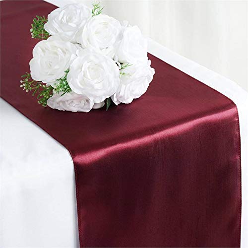Tiger Chef 12-Pack Burgundy 12 x 108 inches Long Satin Table Runner for Wedding, Table Runners fit Rectange and Round Table Decorations for Birthday Parties, Banquets, Graduations, | The Storepaperoomates Retail Market - Fast Affordable Shopping