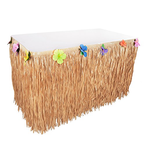 Hawaiian Luau Hibiscus String & Colorful Sproilk Faux Flowers Table Hula Grass Skirt for Party Decoration, Events, Birthdays, Celebration (1 Pack) (Brown) | The Storepaperoomates Retail Market - Fast Affordable Shopping
