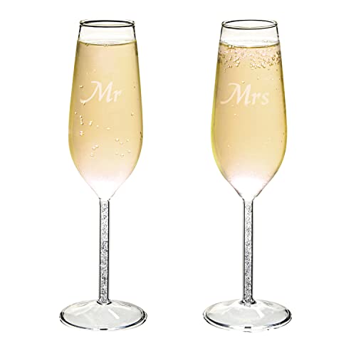 Juvale Set of 2 Mr and Mrs Champagne Toasting Flutes for Bride and Groom, Wedding Wine Glasses for Newlyweds, Engagement Gifts | The Storepaperoomates Retail Market - Fast Affordable Shopping