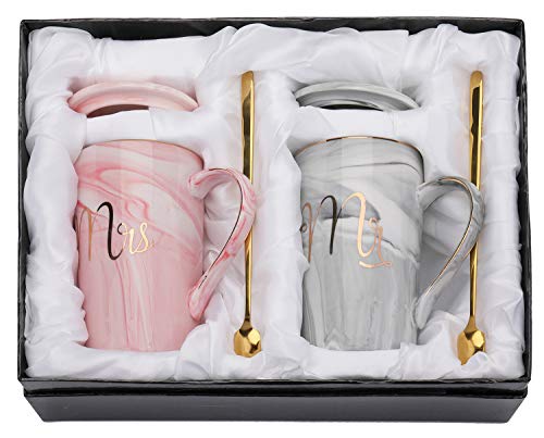 Yesland 13.5 Oz Mr and Mrs Coffee Mugs, Wedding Gifts for Couple/Bride and Groom, Ceramic Marble Cups for Bridal Shower Engagement Wedding, Married Couples Anniversary | The Storepaperoomates Retail Market - Fast Affordable Shopping