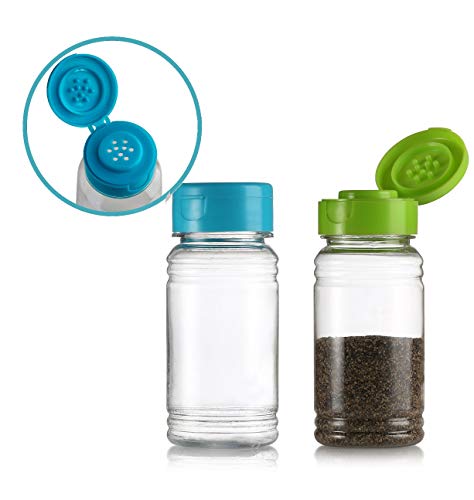 Set of 2 – Plastic Salt and Pepper Shakers with Lid, Moisture Proof Spice Dispenser, Seasoning Container Pourer with Shaker Lids, 3.5 oz., Green / Blue | The Storepaperoomates Retail Market - Fast Affordable Shopping