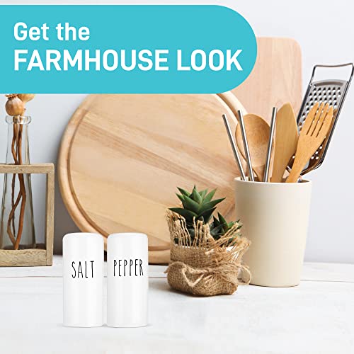 Farmhouse Salt and Pepper Shakers Set – Rustic Salt and Pepper Shakers Set – Cute White Salt and Pepper Shakers for Your Farmhouse Kitchen, Sturdy Ceramic, 3.4 oz Capacity, Rust-Free | The Storepaperoomates Retail Market - Fast Affordable Shopping