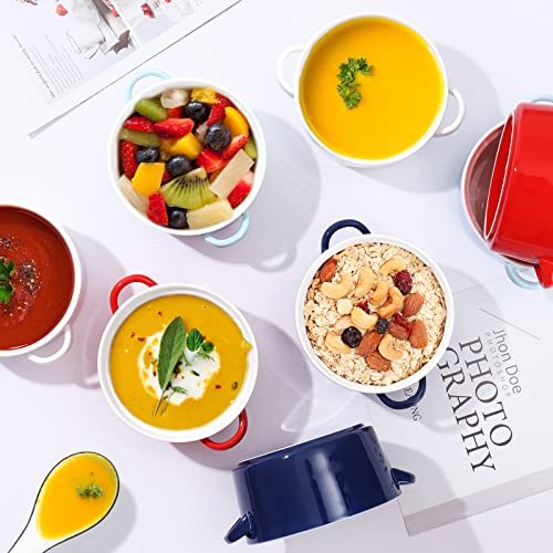 Set of 4 Ceramic Soup Bowls with Handles, 24 Ounce Vivimee Large Serving Soup Bowl Set, Stackable Bowls for Soup, Cereal, Oatmeal or Chili, French Onion Soup Crocks Oven Microwave Dishwasher Safe | The Storepaperoomates Retail Market - Fast Affordable Shopping
