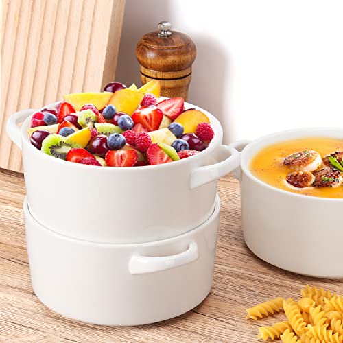 Set of 4 Ceramic Soup Bowls with Handles, 24 Ounce Vivimee Large Serving Soup Bowl Set, Stackable Bowls for Soup, Cereal, Oatmeal or Chili, French Onion Soup Crocks Oven Microwave Dishwasher Safe | The Storepaperoomates Retail Market - Fast Affordable Shopping