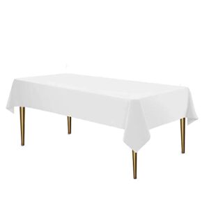 White Disposable Plastic Tablecloth for Rectangle Tables (12 Pack) Premium Decorative Table Cloths for Parties, Events & Weddings, Indoors & Outdoors, 54 x 108 inches, Tablecloths by Party Dimensions