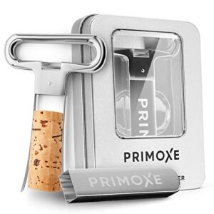 Primoxe Ah So Two Prong Wine Cork Remover with Bottle Opener – Professional Stainless Steel Puller – Extractor For Opening & Vintage Collecting – for Connoisseurs & Collectors to Uncork