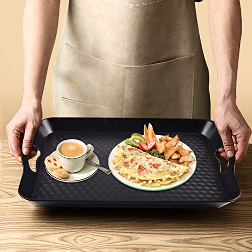 Plastic Tray with Handles, 2 Pack Multi-Purpose Rectangular Non Slip Restaurant Serving Trays Set for Parties, Coffee Table, Kitchen (12.2×16 inch) | The Storepaperoomates Retail Market - Fast Affordable Shopping