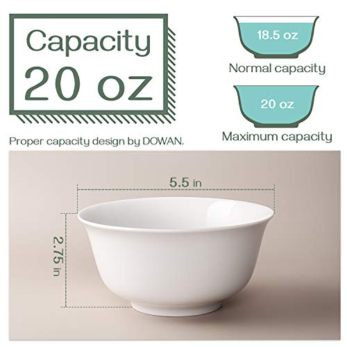 DOWAN Cereal Bowl, 20 Ounces White Cereal Bowls Set of 6, Classic Round Style Soup Bowls for Kitchen, Ceramic Bowl Set for Cereal Soup Rice Oatmeal Dessert and Snack | The Storepaperoomates Retail Market - Fast Affordable Shopping