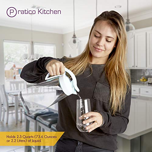 Pratico Kitchen QuickPour Water, Juice, and Beverage Airtight Pitcher, Made in Japan, 2.3 qt, 73 oz, White | The Storepaperoomates Retail Market - Fast Affordable Shopping
