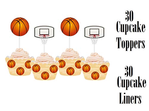 3 Tier Cupcake Stand Basketball Theme 30 Cupcake Liners 30 Cupcake Toppers 1 Backdrop Banner | The Storepaperoomates Retail Market - Fast Affordable Shopping