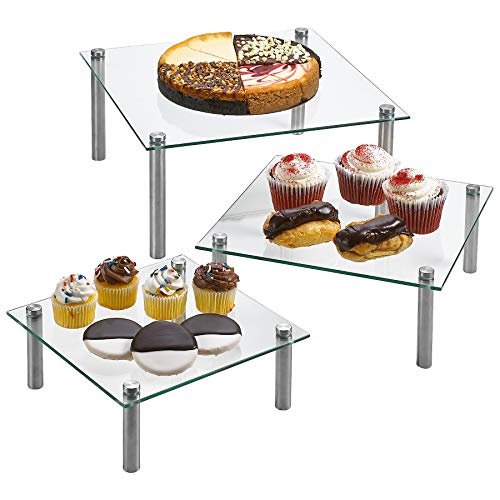 3 Tier Square Tempered Glass Display Stand 8, 10, 13 Inch for Cake, Cupcakes, Desserts, Bakery, Appetizers – Set of 3 Glass Retail Display Raiser. (Clear) | The Storepaperoomates Retail Market - Fast Affordable Shopping