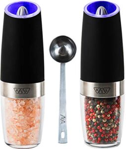 KSL Gravity Electric Salt and Pepper Grinder Set – Battery Operated Mill, Automatic Shaker w/ Light (Premium Kit)