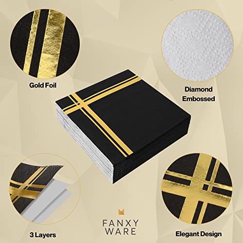 Fanxyware Gold on Black Cocktail Napkins – 100 Pack, 5″ x 5″, 3-Ply Paper – Style Name: Blissful Crossing | The Storepaperoomates Retail Market - Fast Affordable Shopping