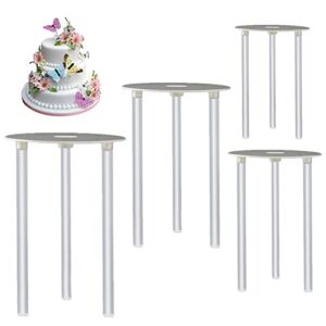 Cake Tier Supports,4 Pcs Reusable 9/12/16/20cm Cake Boards and 12 Pcs Cake Dowel Rods for Tiered Cake Construction and Stacking