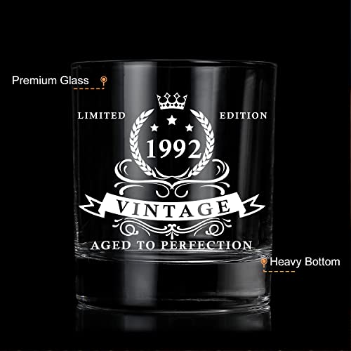 LIGHTEN LIFE 30 Birthday Gifts for Men,1992 Whiskey Glass in Valued Wooden Box,Whiskey Bourbon Glass for 30th Years Old Dad,Husband,Friend,12 oz Old Fashioned Glass,30 Birthday Decorations for Him | The Storepaperoomates Retail Market - Fast Affordable Shopping