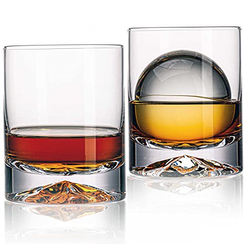 JBHO Hand Blown Crystal Double Old Fashioned Cocktail, Solid Whiskey Glasses, Rocks Glasses, Lowball Glasses – 12 Ounce – set of 2 – Perfect Size for Oversized Ice Cubes | The Storepaperoomates Retail Market - Fast Affordable Shopping