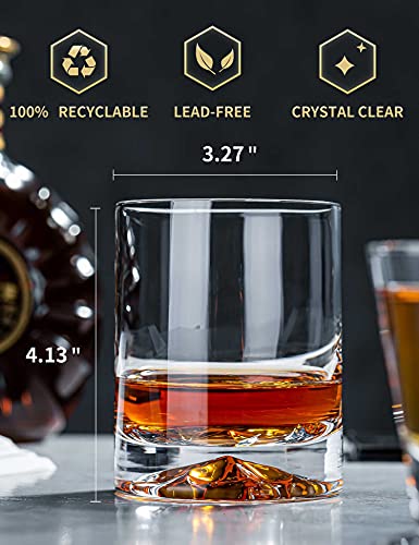 JBHO Hand Blown Crystal Double Old Fashioned Cocktail, Solid Whiskey Glasses, Rocks Glasses, Lowball Glasses – 12 Ounce – set of 2 – Perfect Size for Oversized Ice Cubes | The Storepaperoomates Retail Market - Fast Affordable Shopping
