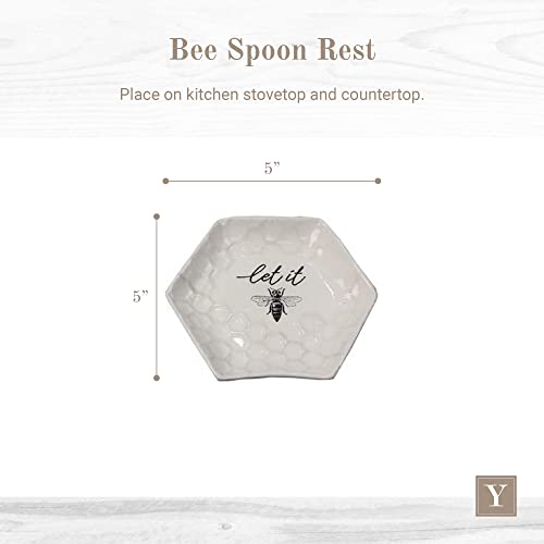Young’s Inc. Ceramic Bee Spoon Rest – 5″ L x 5″ H x 1″ H – Kitchen Utensil Holder – Honey Bee Decor | The Storepaperoomates Retail Market - Fast Affordable Shopping