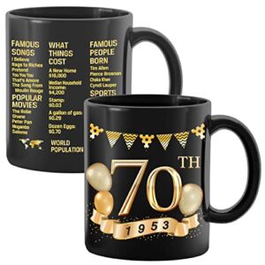 Greatingreat 1953 Old Time Information-70th Birthday Mug, Happy 70 Birthday Party, Turning 70 Birthday, 70th Bday For Her & Him, Seventy Birthday Mug, Milestone Birthday